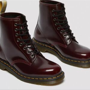 Dr. Martens Vegan 1460 Lace-Up Boots- Cherry Red- Oxford Rub Off